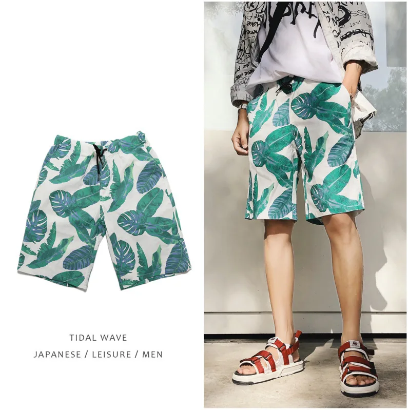 

Men's Outer Wear Shorts 2019 Summer New Youth Popular Loose Florets Shorts Elastic Casual Personality Teen Men's Clothing