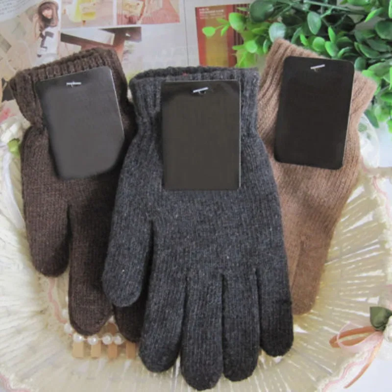 

New Autumn Winter Men's Knitted Gloves Male Thicken Thermal Wool Gloves Mittens