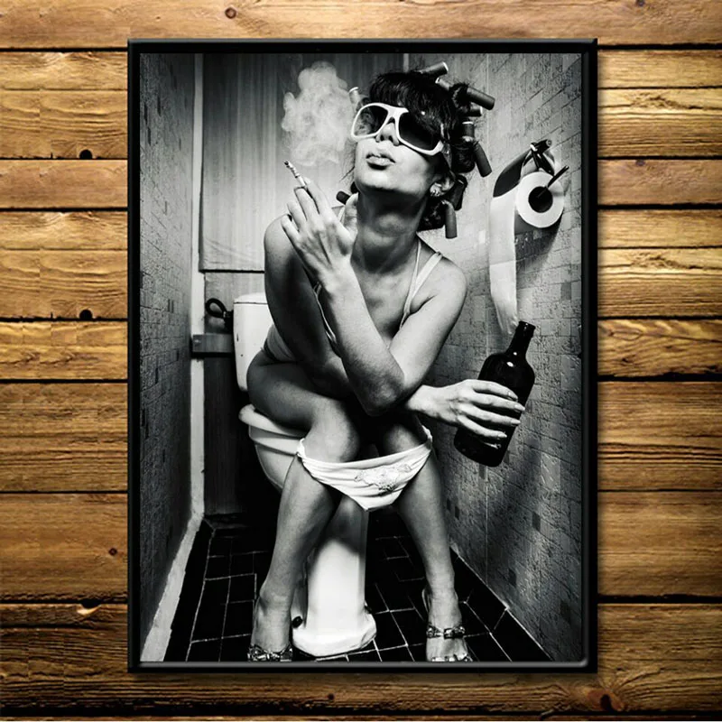 

Smoking Girl Canvas Print Painting Poster Unframed Home Toilet Room Wall Decor
