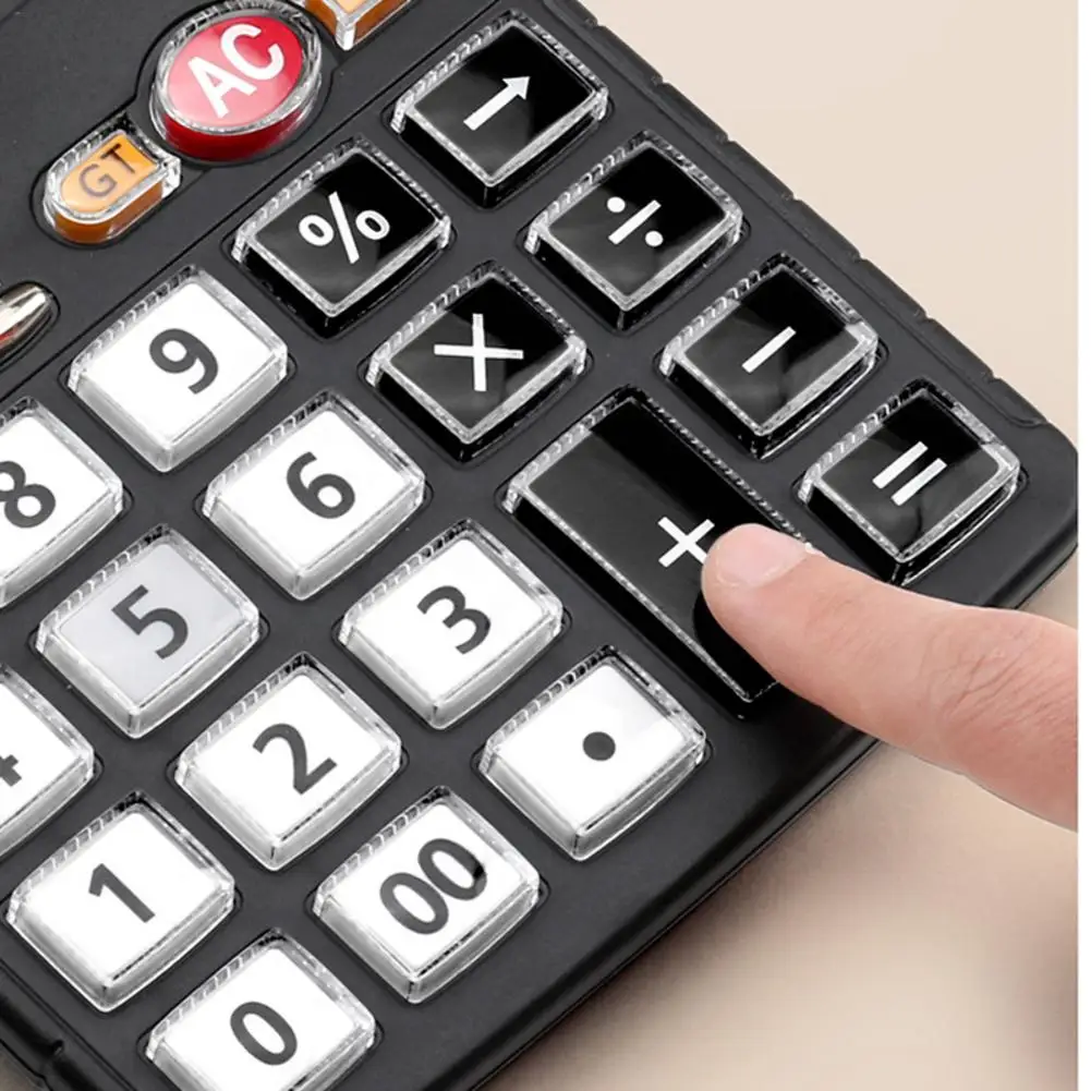 عالية الجودة محمول حاسبة الإلكترونية سطح المكتب حاسبة مع 12 أرقام شاشة عرض LCD كبيرة الحجم مكتب حاسبة الأسود