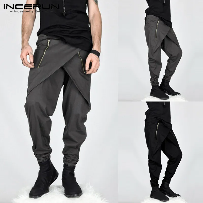 

INCERUN 2020 New Fashion Irregular Men Harem Pants Joggers Hiphop Zipper Streetwear Trousers Men Baggy Casual Pants Hombre S-5XL