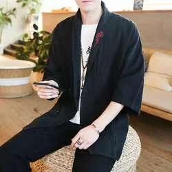 2019 Embroidery Kimono Jacket Man Chinese Windbreaker Streetwear Shirt Coat Linen Cardigan Jackets Coat Summer Plus Size 5xl 2019 Embroidery Kimono Jacket Man Chinese Windbreaker Streetwear Shirt Coat Linen Cardigan Jackets Coat Summer Plus Size 5xl