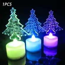 Ночник акриловая Электронная свеча Рождественская елка декоративное украшение, меняющее цвет