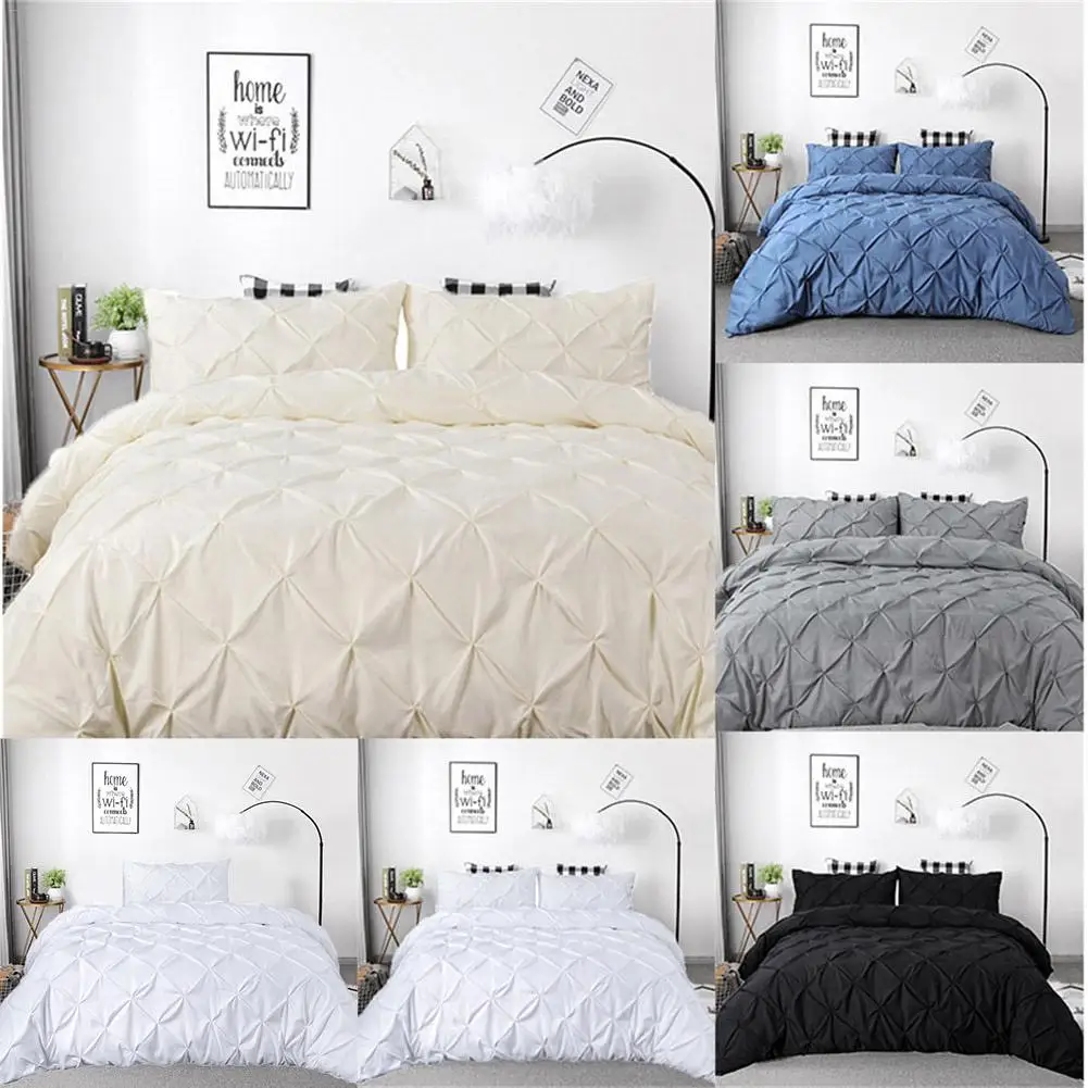 

3PCS/set Fashion Duvet Cover Luxury Pinch Pleat Fashion Duvet Set Quilt Cover Pillow Case Sheets Quilt Bed Linings