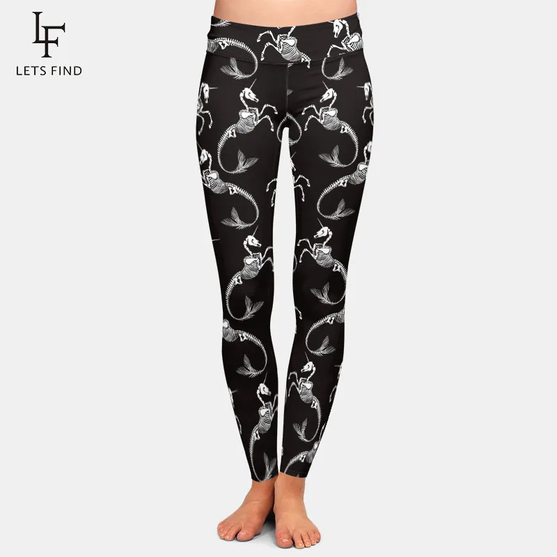 

LETSFIND Brands New Arrivals Black Women High Waist Leggings 3D Print Unicorn Milk Silk Comfortable Leggings