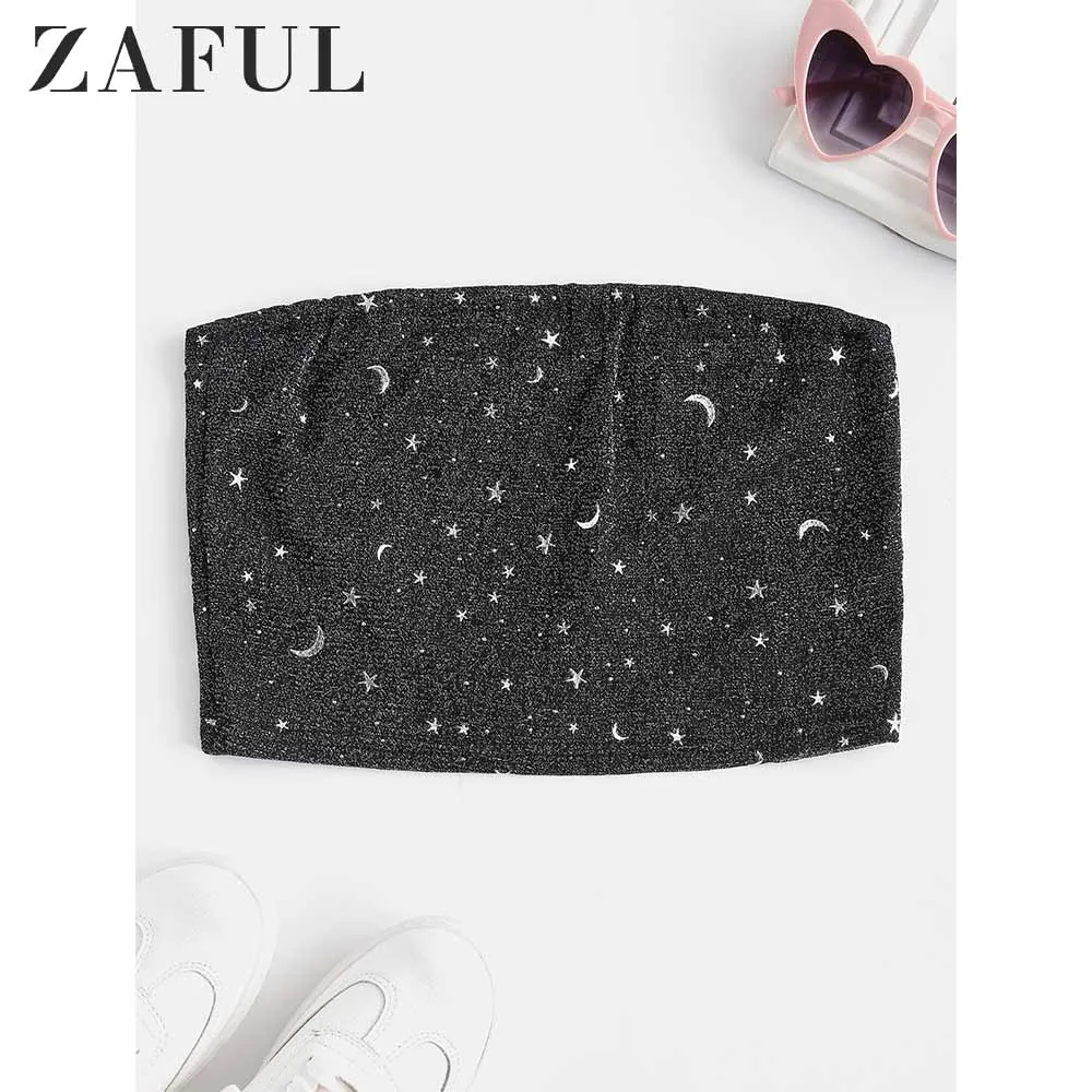 ZAFUL Женский с принтом звезды луна укороченный топ Сексуальное нижнее белье