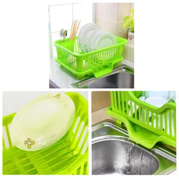 

White Green Kitchen Sink Dish Multi-function Drainer Drying Rack Kitchen Washing Holder Basket Organizer Tray
