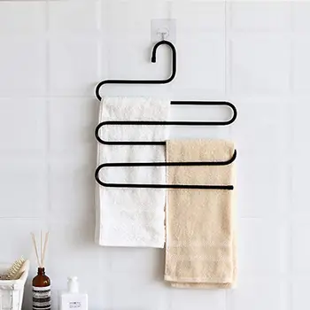 

2 Pcs Magic Multi-Layer Non-Slip Non-Marking S-Type Stainless Steel Pants Rack Multi-Function Storage Hanger