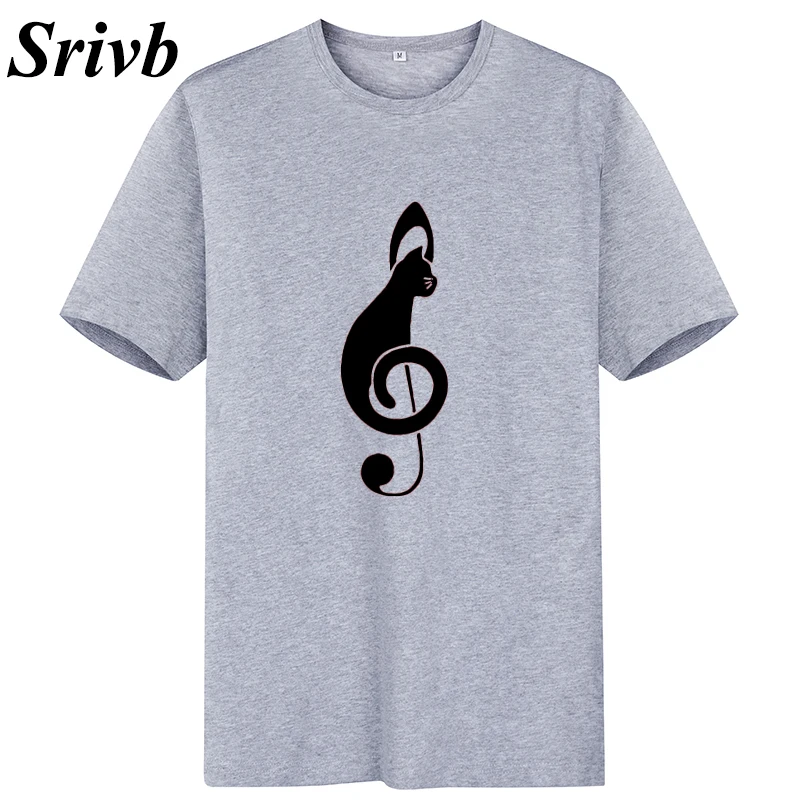 Srivb Кот музыка забавная кавайная футболка Женская Harajuku черный белый хлопок короткий рукав женская летняя футболка с графическим принтом женская футболка
