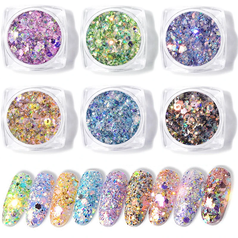 

Hot 1PC Colorful Magic Irregular Nail Glitter Powder Colorful Sequins UV Gel Paillette Manicure Nail Art
