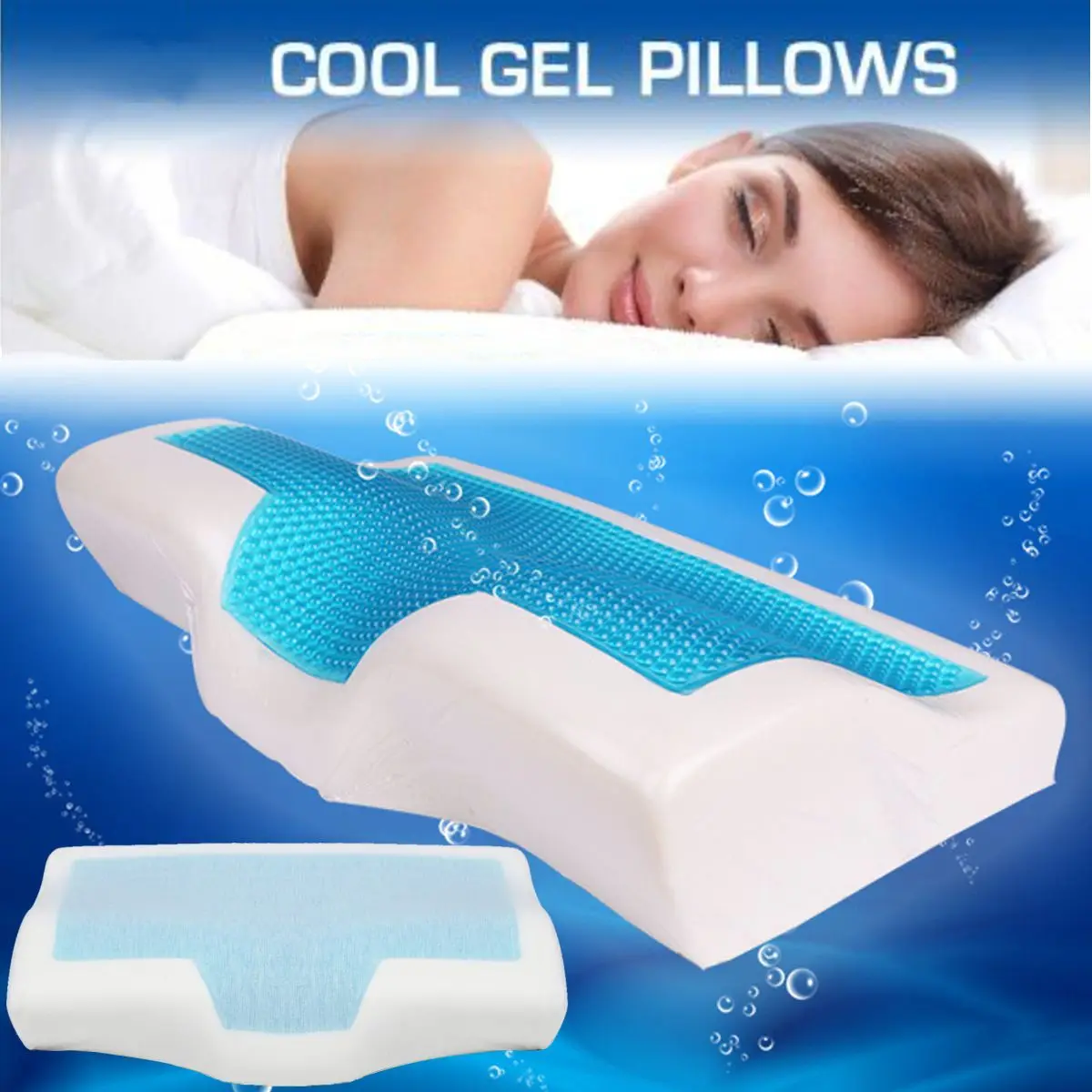 

50*30cm Memory Foam Cool Gel Pillow Summer Ice-cool Anti Snoring Neck Pillows Sleep Pillow Cushion+Pillowcover For Home Beddings