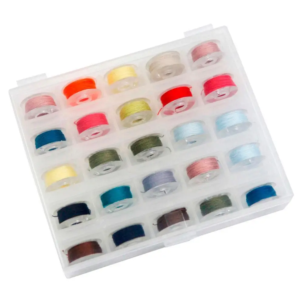 

25pcs Mixed Colors Polyester Sewing Thread with Transparent Plastic Bobbin for Home Mini Sewing Machine Accessories Set