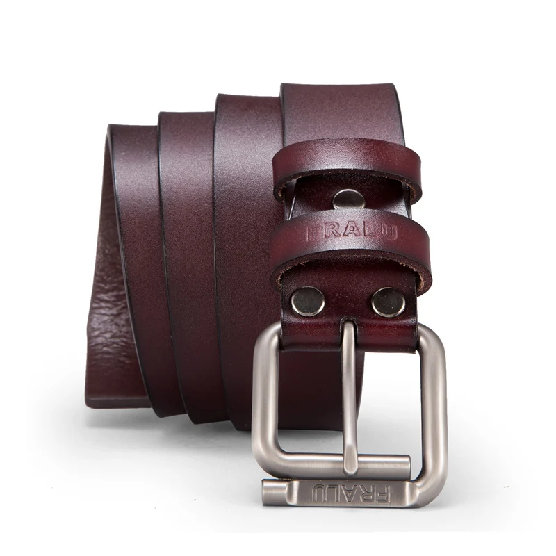 

FRALU 2019 NEW men belt cowhide genuine leather belts for men brand Strap male pin buckle vintage jeans belt 100-130 cm