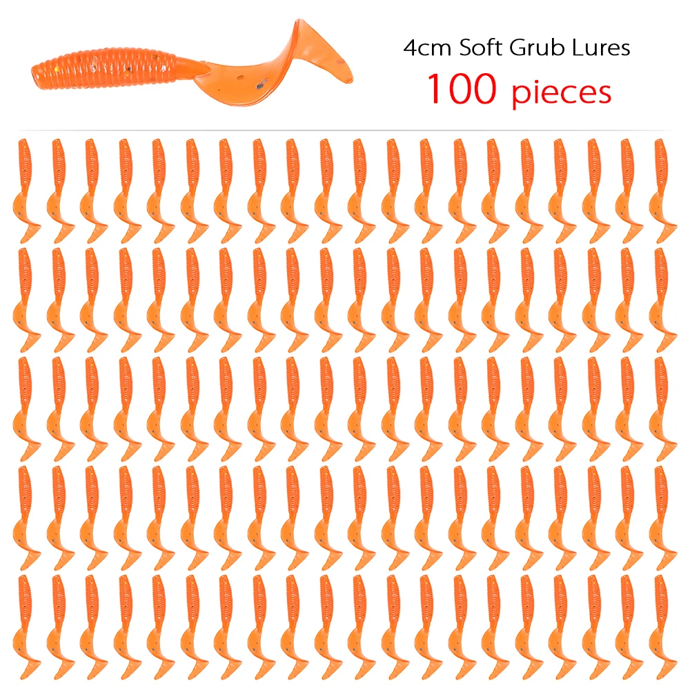100 шт./лот 4 см мягкие искусственные рыболовные приманки Swimbait Tail Grub червь личинка
