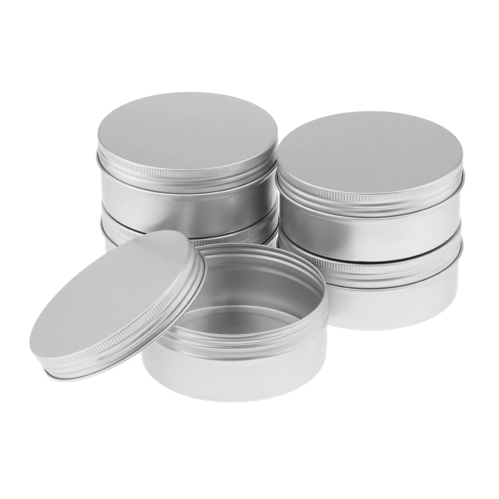 

5 Pack Aluminium Tin Large Make Up Candle Pots 250ml Capacity Empty Big Cosmetic/Candle/Spice Pots/Hair Product/Sweet Tin Jar