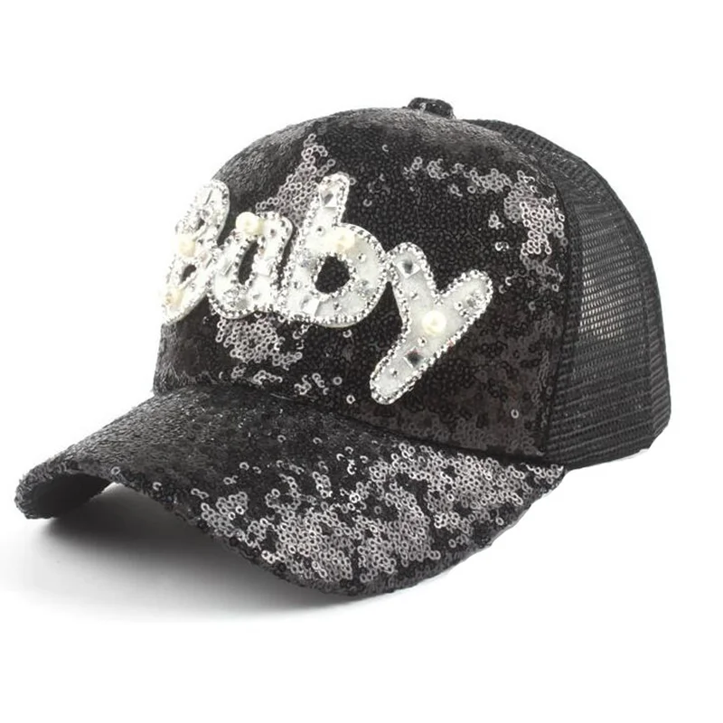 

2019 Summer Child letter Sequin Net Cap Girls Sunscreen Baseball cap Boys Leisure Cap Student Hat