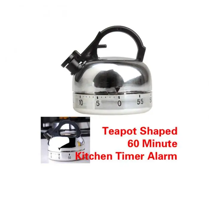 

Hot New 60 minute kitchen timer alarm Clock Counting Mechanical Teapot Shaped Timer FBE3
