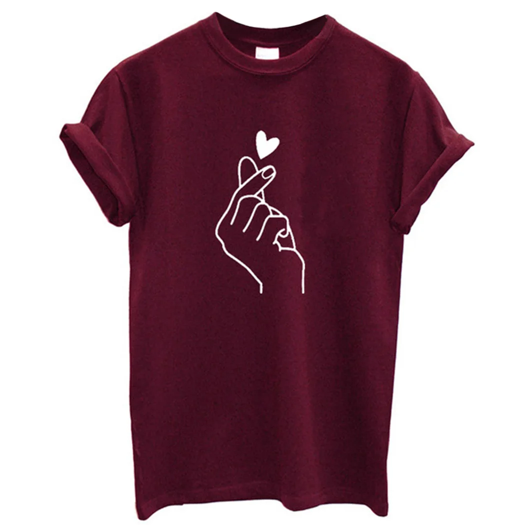 Новая женская футболка Harajuku Love Hand забавная летние топы с коротким рукавом для