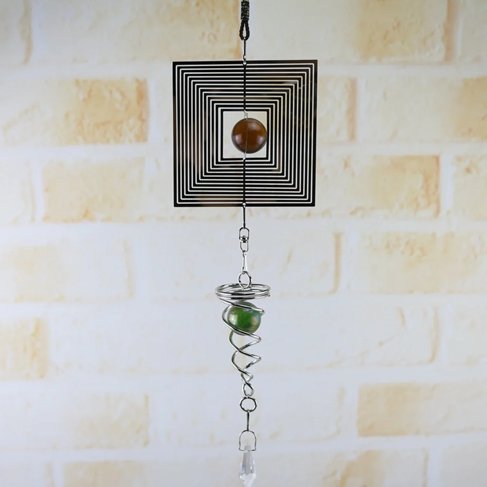 Hanging Wind Chimes Spinner Spiral Rotating Crystal Ball Yard Decor