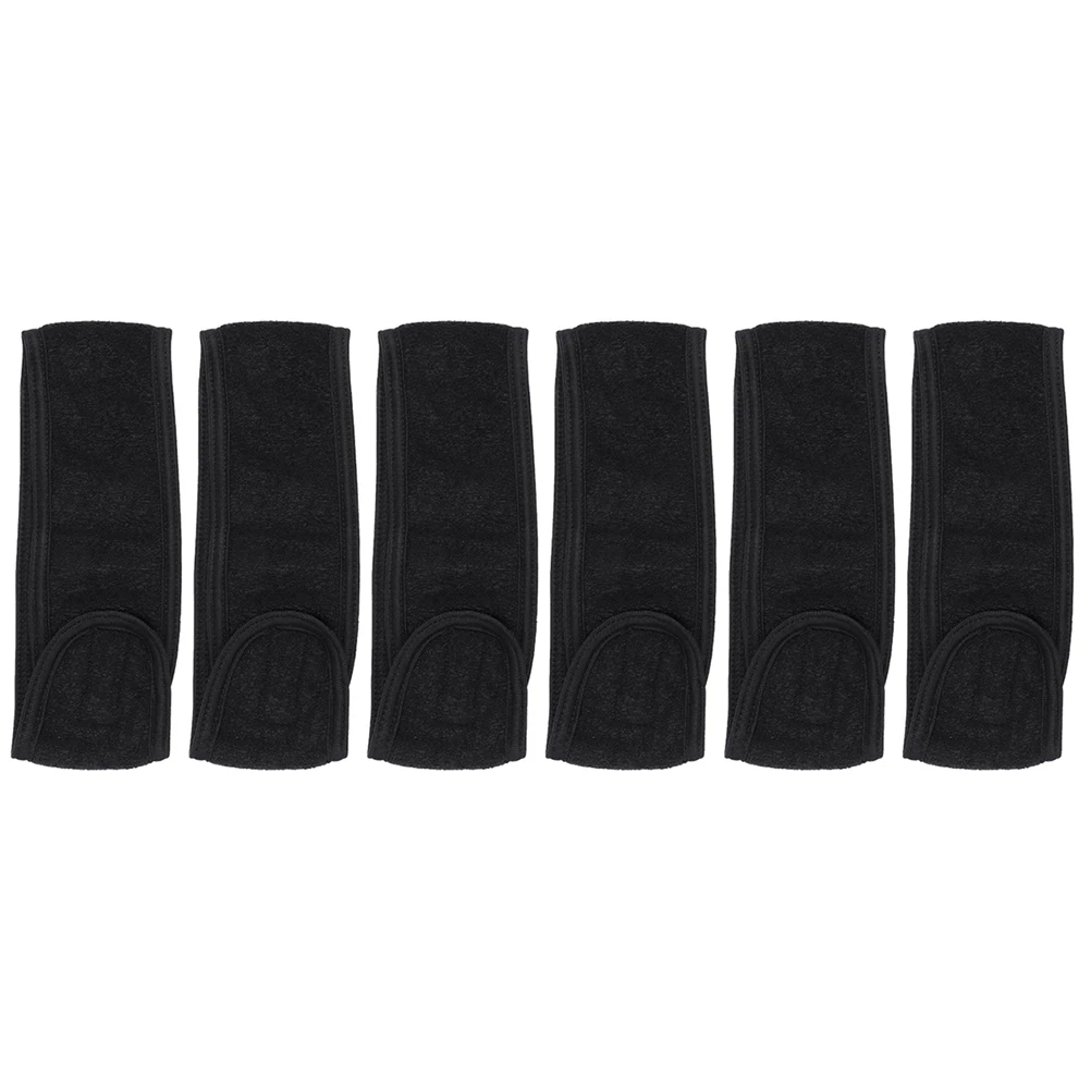 

6pcs Womens Headband Head Wrap Stretchy Bandeau with Touch Fastener for Bath Makeup Sports (Black)