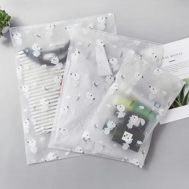 BalleenShiny PEVA 5 قطعة/المجموعة تخزين أكياس متجمد جميل الطفل الثعلب القماش ماكياج يرتب المنظم للماء السفر أشتات الحقيبة