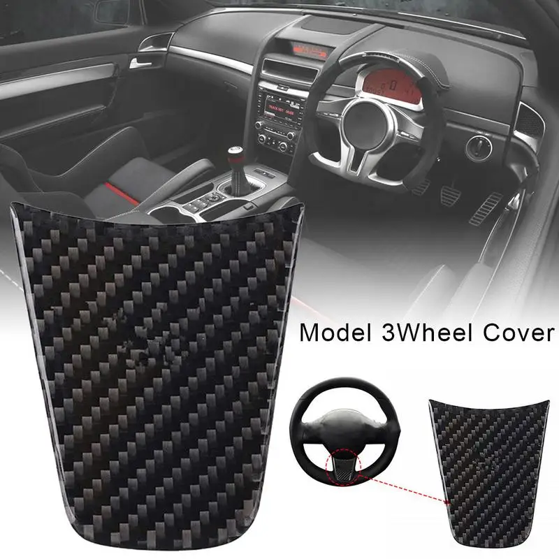 

For Tesla Model 3 Steering Wheel Cover Decoration Stickers Carbon Fiber Sporty Modification Stickers Interior Logo Sticker