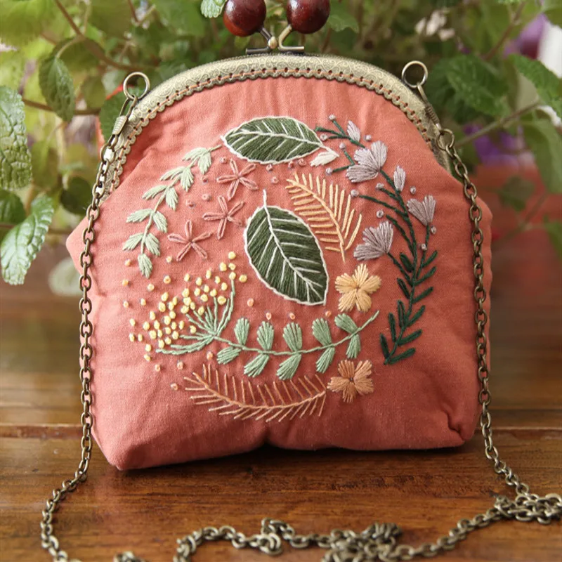 Kit De Broderie Pour Sac Fourre-tout En Toile Noire, Motif Floral, Kits De Point De Croix, Y Compris Sac De Broderie Estampé Avec Cerceaux, Aiguille, Manuel D'instructions Et Fils De Couleur Pour