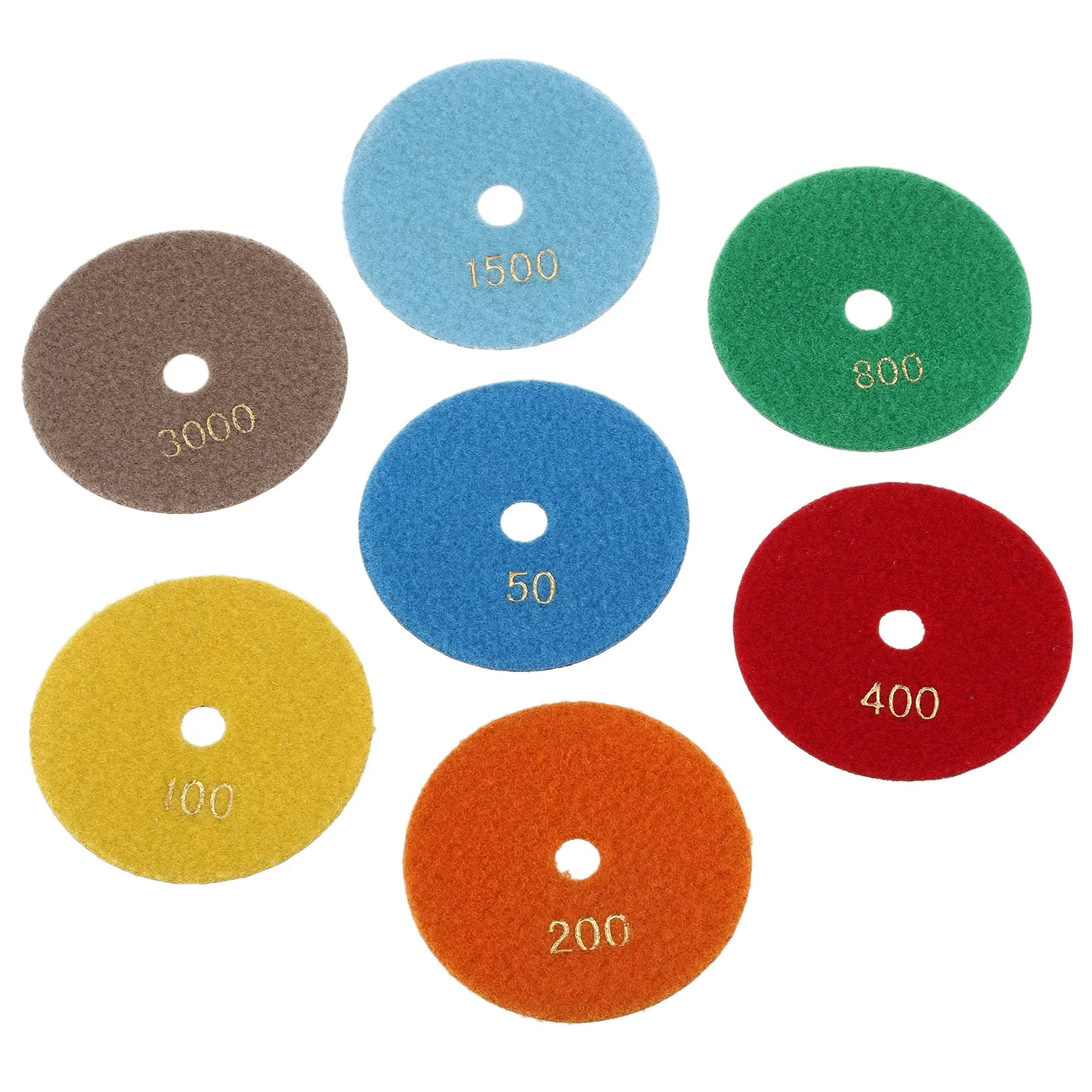 WSFS Hot 7pcs Diamond Dry Polishing Pads 100mm Sanding Disc Polishing