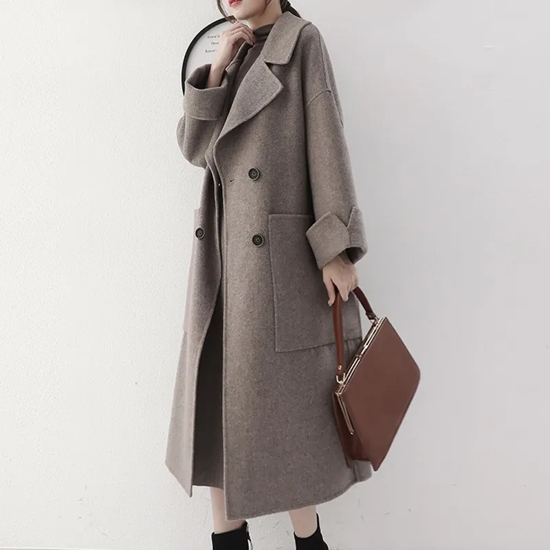 

Winter Jacket Women Fashion Thickening Long Woolen Overcoat 2018 New Casual Parka Loose Plus Size Mixed Cashmere Coat Female 236