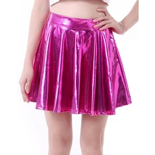 Удобная Женская Блестящая расклешонное мини-юбка со складками
