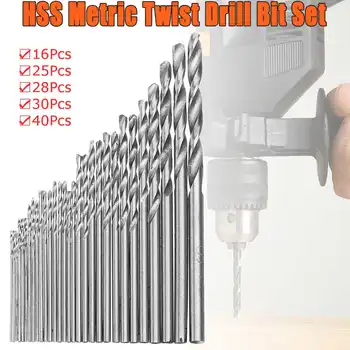 

High Speed Steel Metric Twis t Drilling Drill Bits Set 16/25/28/30/40Pcs 0.5-3mm Small Cutting Resistance for Metal Wood Plastic