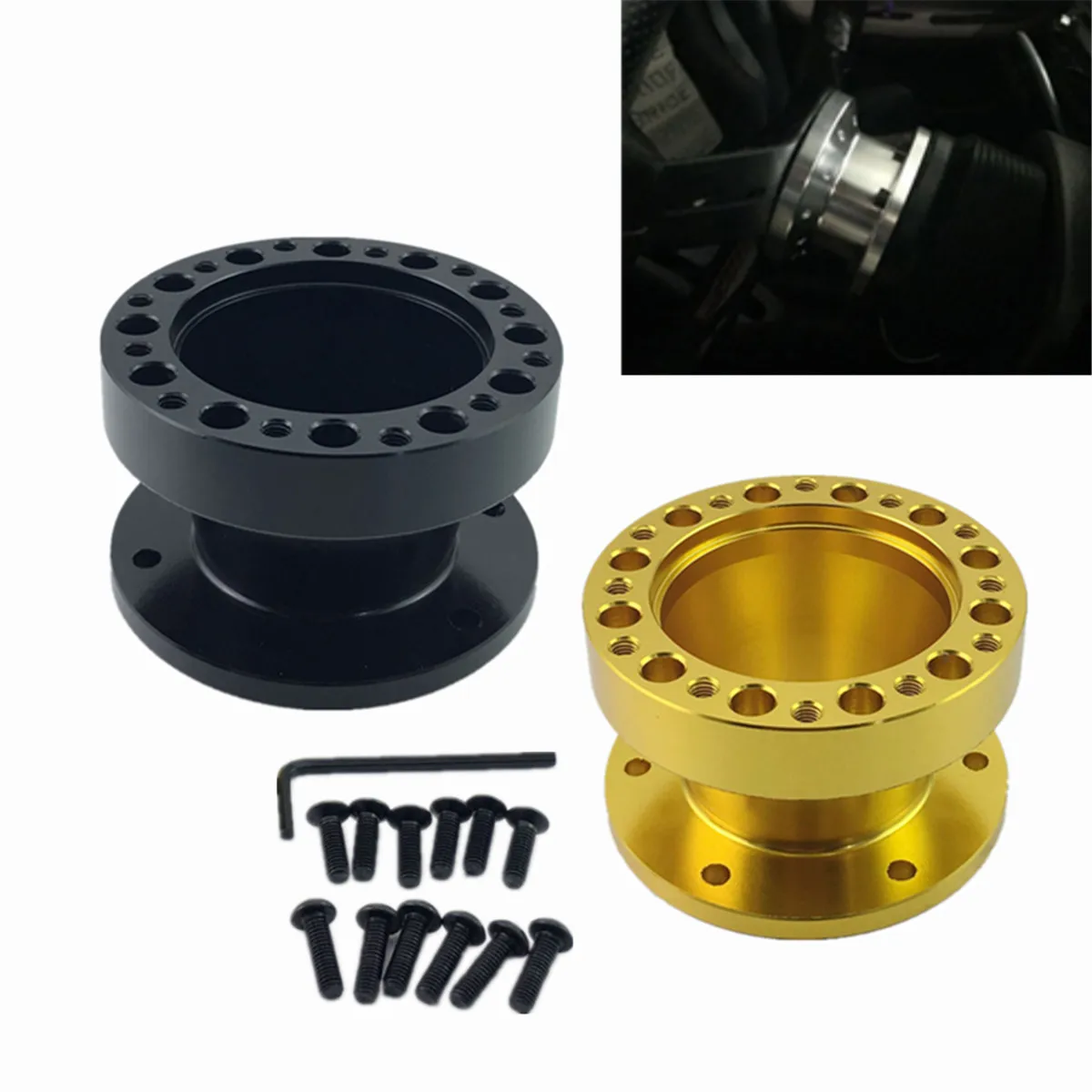 2'' 51mm Universal Car Steering Wheel Hub Spacer Black/ Gold Steering