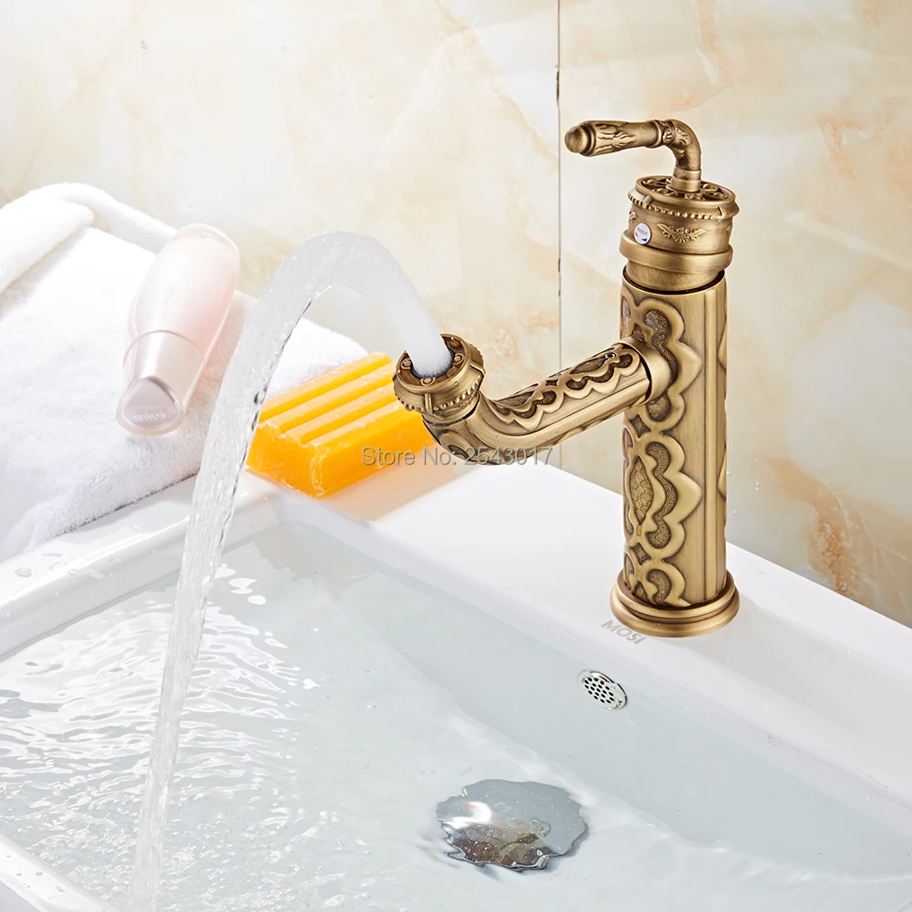 GIZERO الحمام حوض صنبور النحاس النحاس مطبخ خلاط صنبور قطب وحيد مقبض سفينة بالوعة الصنابير ZR239