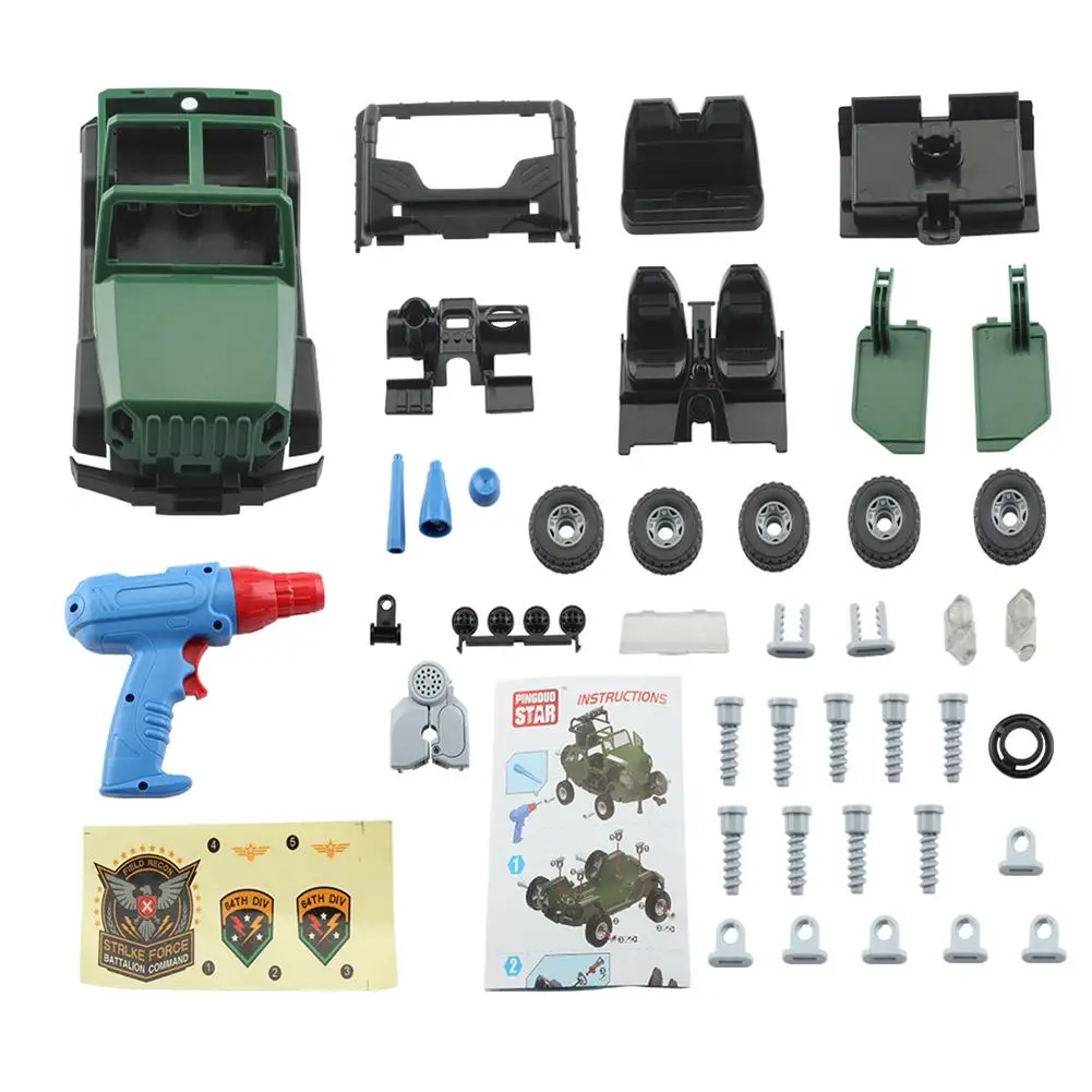 44 шт./компл. DIY Сборная модель Jeep Car Kit Детская дрель шурупы игрушки строительная