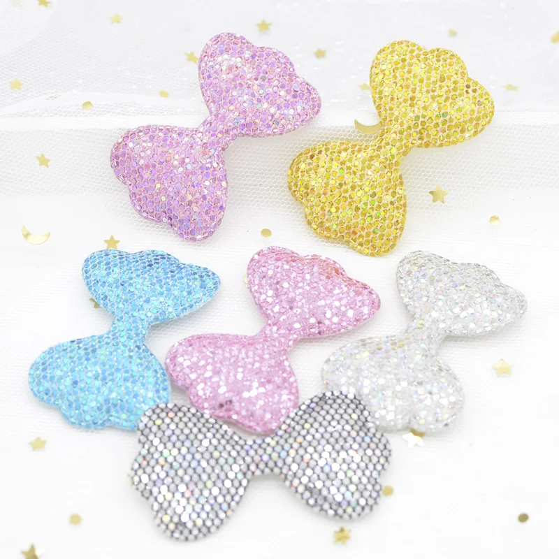 

12Pcs 55mm Glitter Colorful Sequins Padded Patches Bow Tie Applique for DIY Baby Hat Headwear Hair Clips Decor Accessories G28