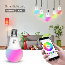 Интеллектуальный светодиодный светильник приложение Bluetooth Беспроводной Smart Светодиодный свет лампы Dimable RGB лампа E27 IP20