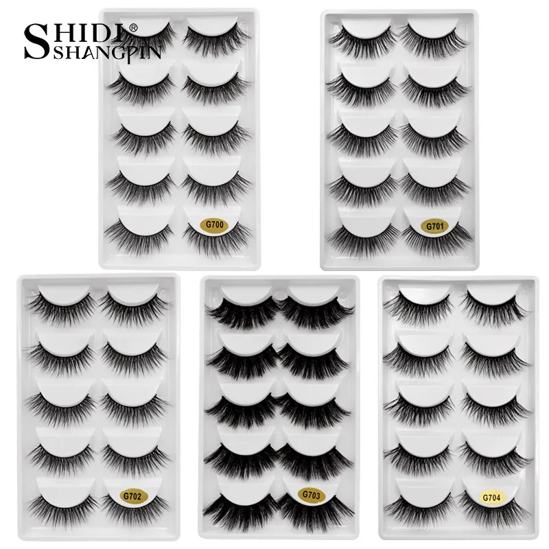 

SHIDISHANGPIN 5 pairs 3D Mink Eyelashes Natural False Eyelashes 13style Lashes Soft Fake Eyelashes Extension Makeup Kit Cilios