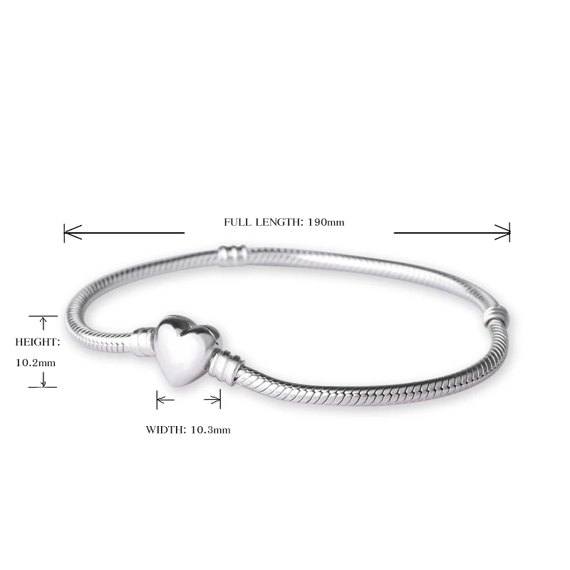 Strollgirl 925 Sterling Silver 22cm Luxury Snake Chain DIY pandora Charm Authentic Bracelet Fashion Jewelry making gifts