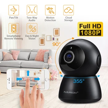 

FLOUREON 1080P Wireless Security IP Panoramic Camera Two-Way Audio Night Vision Home Surveillance Motion Detection for Elder Pet