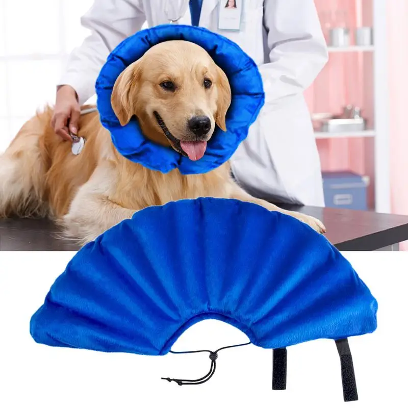 Inflatable Dog Collar Pet Short Plush Ring Anti smashing Adjustable