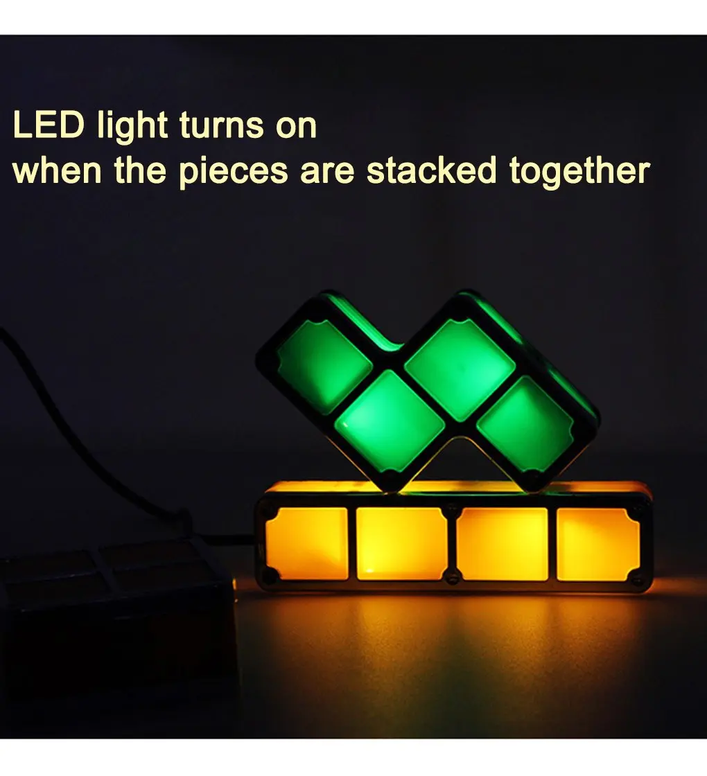 Светодиодный DIY Tetris светильник головоломка Штабелируемый настольная лампа