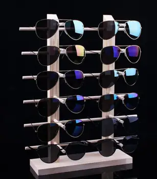 

Hot sale Multi Layers Wood Sunglass Display Rack Shelf Eyeglasses Show Stand Jewelry Holder for Multi Pairs Glasses Showcase