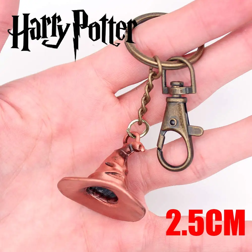 

OHCOMICS HP Harri Potter Sorting Hat Hogwarts Gryffindor/Slytherin Keychain Necklace Metal Pendants Key Rings Collection ForGift
