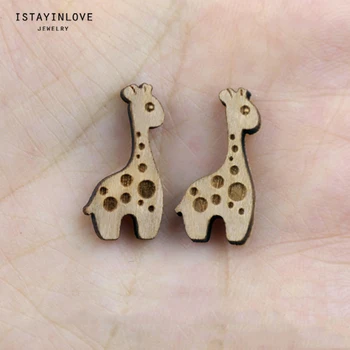 

Handmade Jewelry Making Supplies Beads Laser Cut Wooden Animal Giraffe Charm For DIY Necklace Earrings Brooch Ring SWC59 4