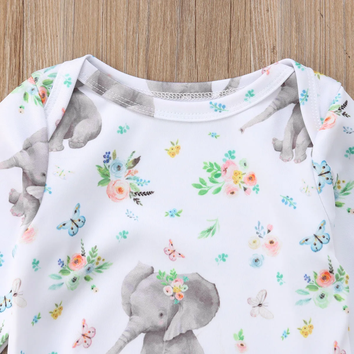 Pudcoco Весенняя одежа для малышей, комплекты для малышей Детская одежда для маленьких девочек с длинными рукавами и Рисунком Слона пеленки с цветами Обёрточная бумага Одеяло