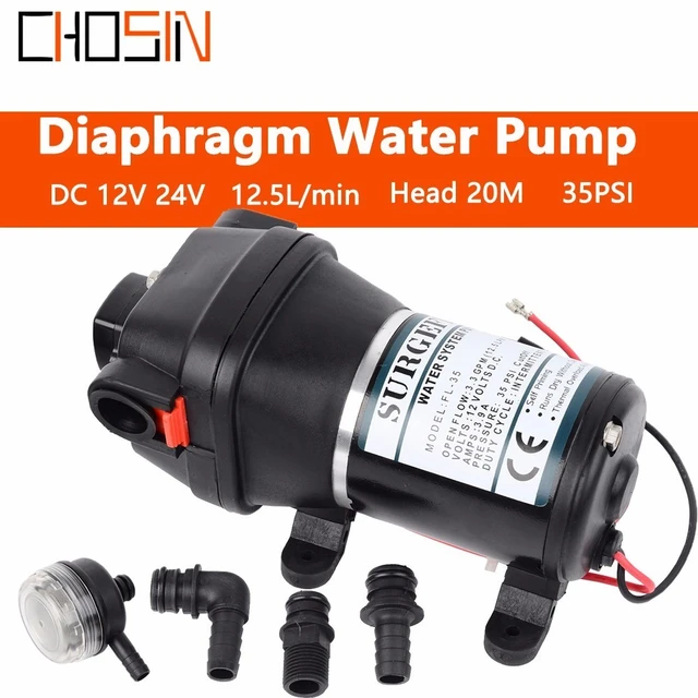 24V C] Mini pompe à eau électrique à diaphragme DC 12V / 24V -6L