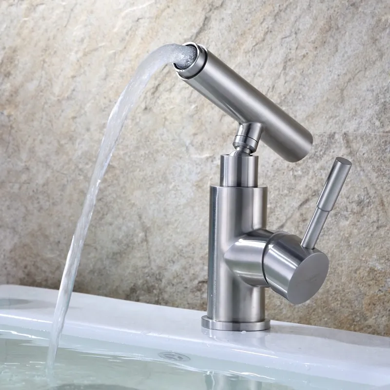 

Single Handle Bathroom Basin Bathtub Waterfall Faucet Deck Mounted Rotating Hot and Cold Water Tap Faucet Spout Mixer Tap