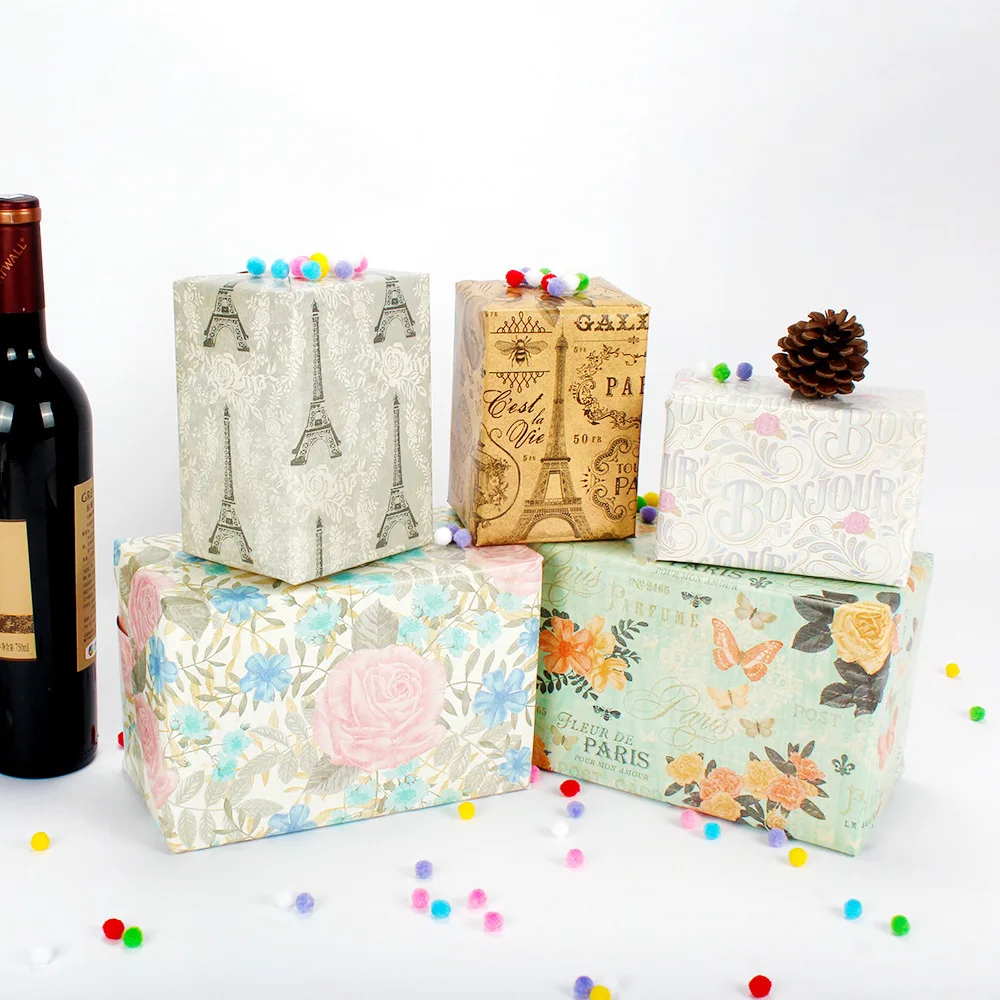 

10pcs 50*70cm Restore Ancient Ways Gift Packing Origami Craft Paper Gift Wrapping Paper 105g Art Eiffel Iron Tower Gift Paper