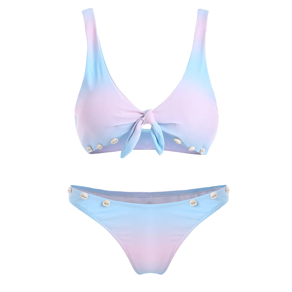 

Sexy Bikini Set Plunge Ombre Color Shell Beachwear Summer Sunny Swimsuit Swimwear Beach Bathing Suit