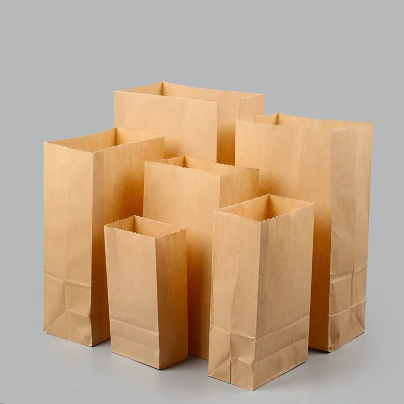 Us 16 03 14 Off 100pcs 7 Sizes New Kraft Paper Bag Baking Bread Nut Toast Food Snack Biscuits Square Bottom Ng Free Shipping In
